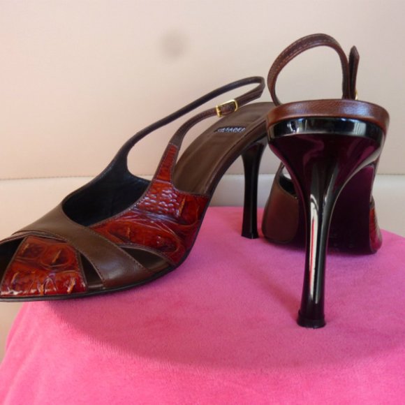 CASADEI ITALY LEATHER GENUINE CROCODILE SLINGBACKS - Picture 13 of 13